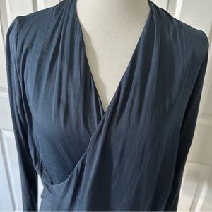 Anthropologie Dolan Collection Surplus V-neck long sleeve top, Blue, Size L.